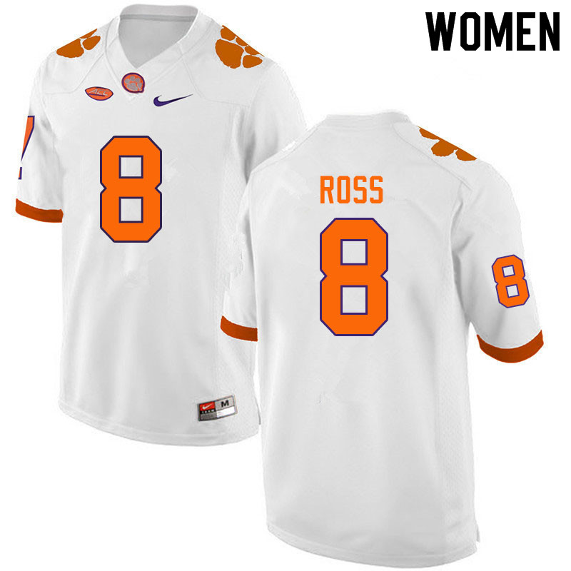 Women #8 Justyn Ross Clemson Tigers College Football Jerseys Sale-White